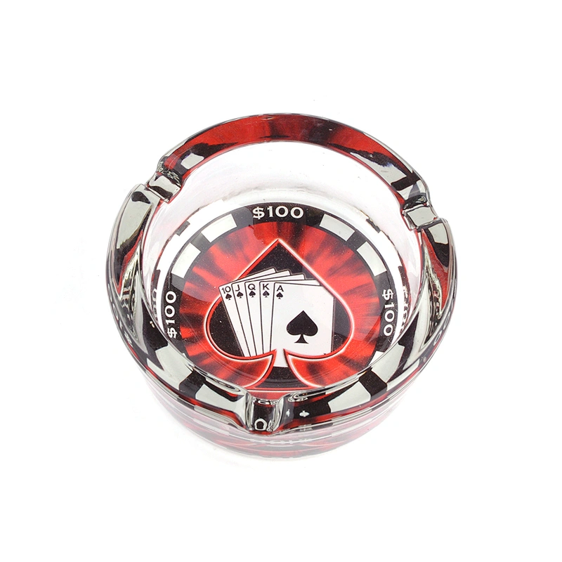 Custom Wholesale Unbreakable Decorative Ash tray Clear Crystal Glass Round Cigar Ashtray For Smoking
