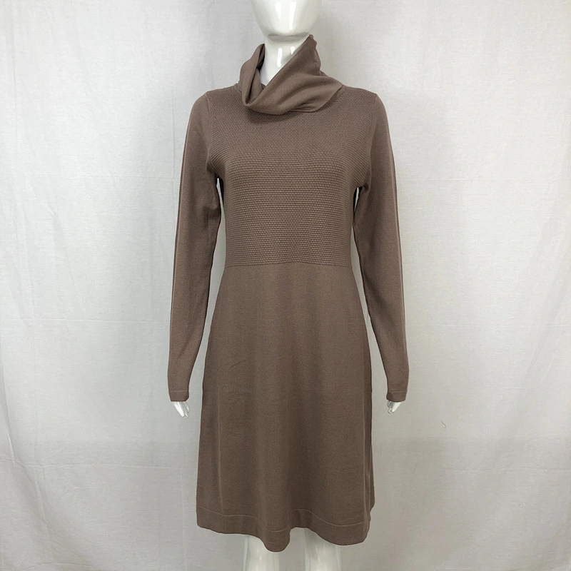 Spring leisure dresses women turtleneck sweater dress with 68%VISCOSE32%NYLON