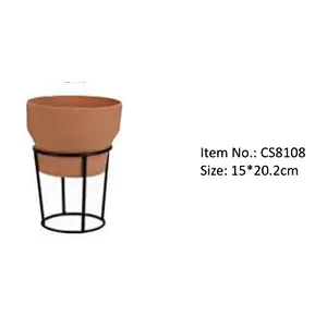 Plant Pot With Metal Base S/3-M