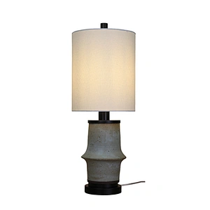 Gray ceramic with white linen shade table lamp