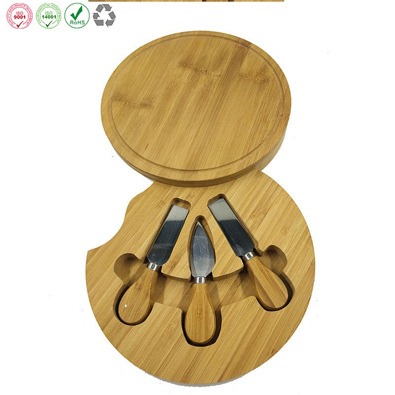 Round Bamboo Cheese Chopping Board Set
