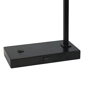 Double USB rechargeable ports matte black  table lamp