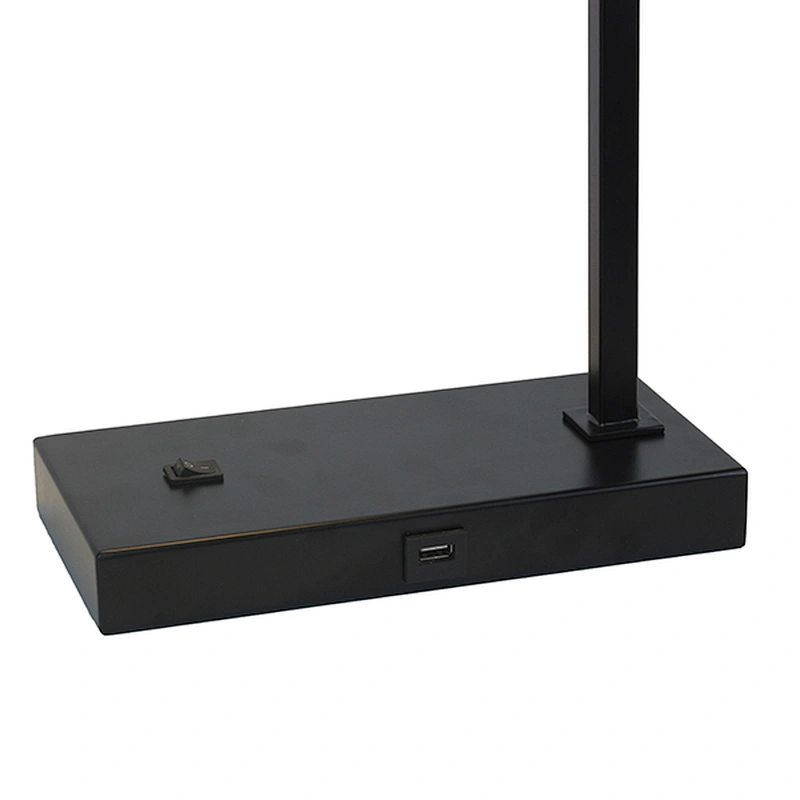 Double USB rechargeable ports matte black  table lamp