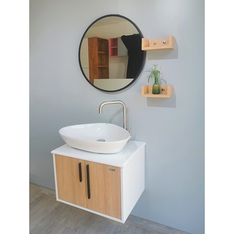 SM1905-60 600*460mm white and wooden bathroom cabinet