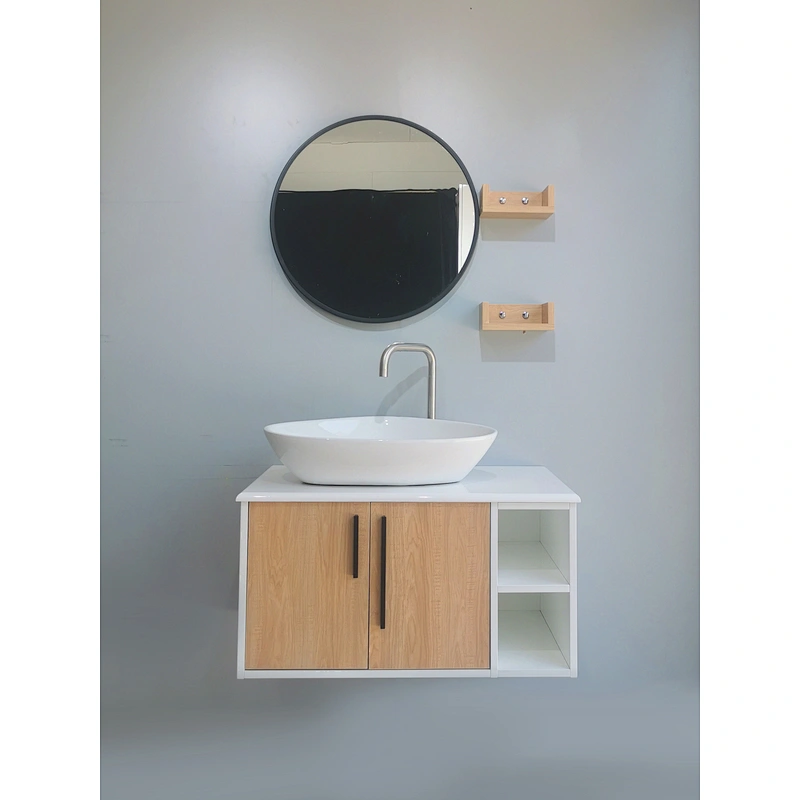 SM1905-60 600*460mm white and wooden bathroom cabinet