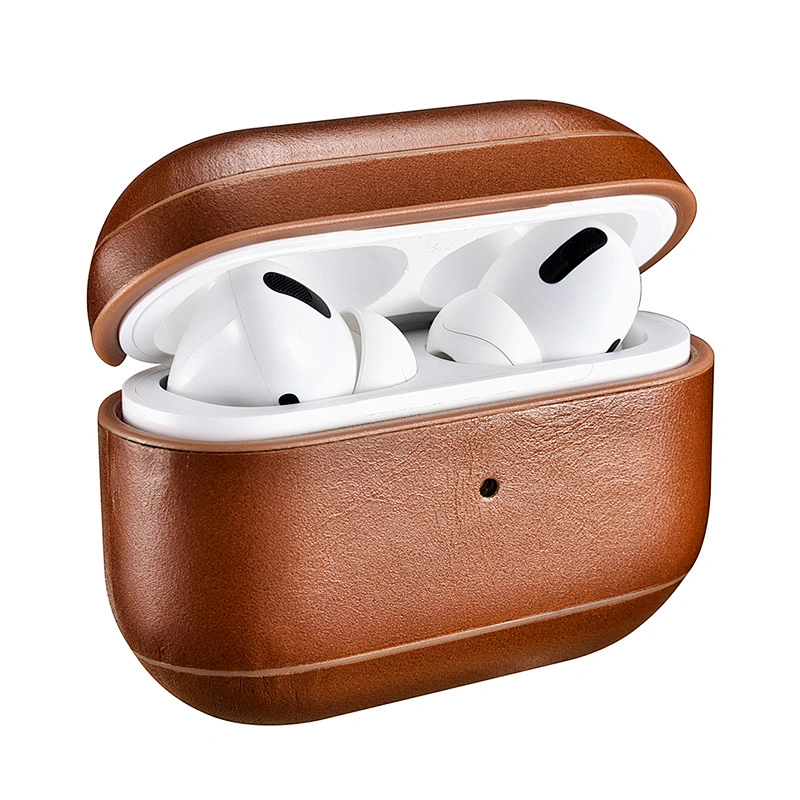 Full Protective Wireless Charging Cover Earphone Accessories Real Leather Case for Airpods 3 Pro