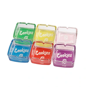 Hot sale glass square biscuit 95mm ashtray custom logo ashtray