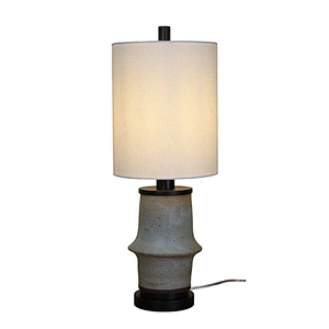 Gray ceramic with white linen shade table lamp