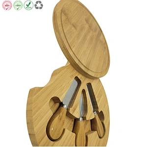 Round Bamboo Cheese Chopping Board Set