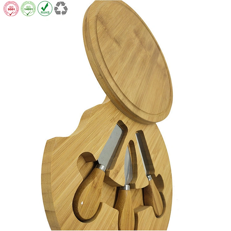 Round Bamboo Cheese Chopping Board Set