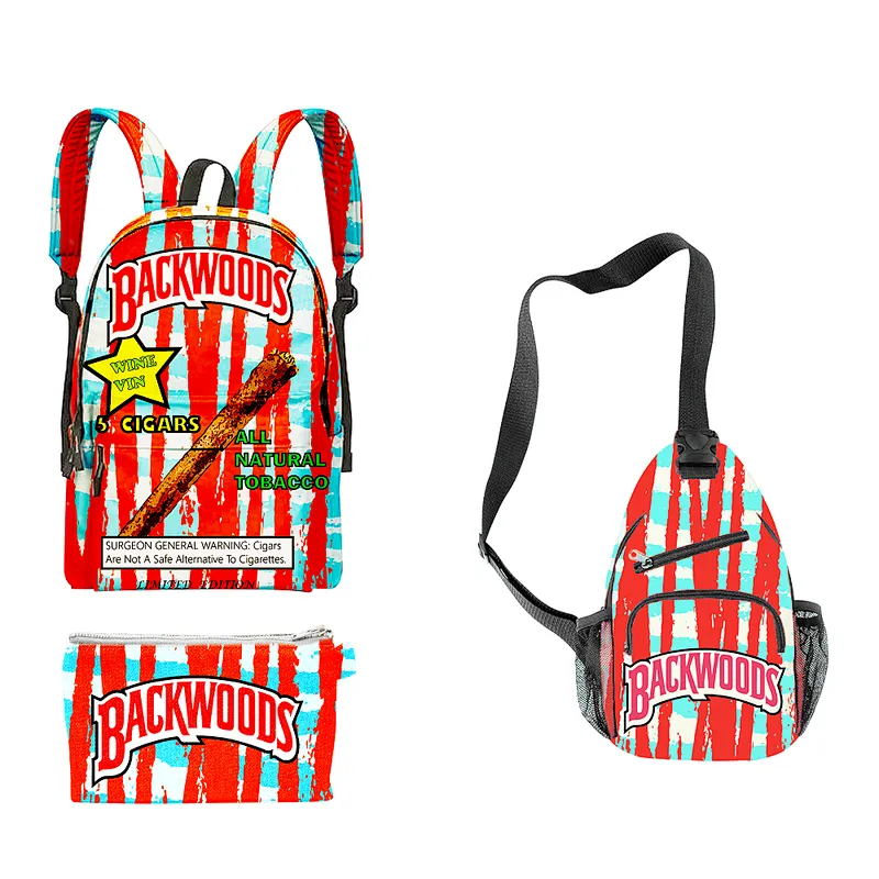 Pack of 3 backpacks, Backwood printed laptop bag, travel shoulder bag, school bag