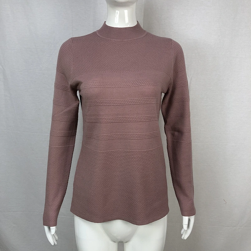 68%viscose 32%nylon 12GG women sweater casual basic clothes thin knitwear