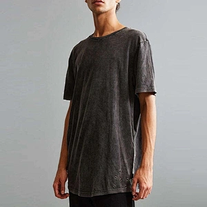 Men's short sleeves acid washed streetwear of oversized T Shirt  with metal eyelets