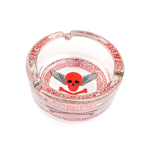 Custom Wholesale Unbreakable Decorative Ash tray Clear Crystal Glass Round Cigar Ashtray For Smoking