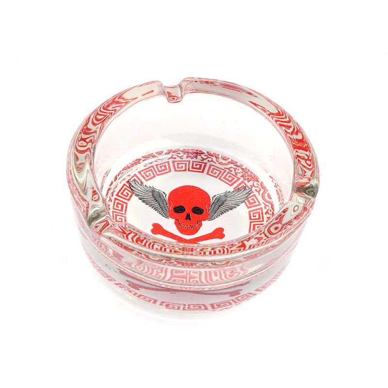 Custom Wholesale Unbreakable Decorative Ash tray Clear Crystal Glass Round Cigar Ashtray For Smoking