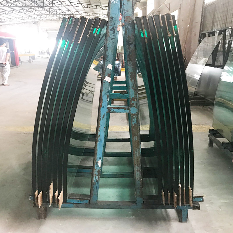 Vidrio templado endurecido doblado y curvado para la construcción.