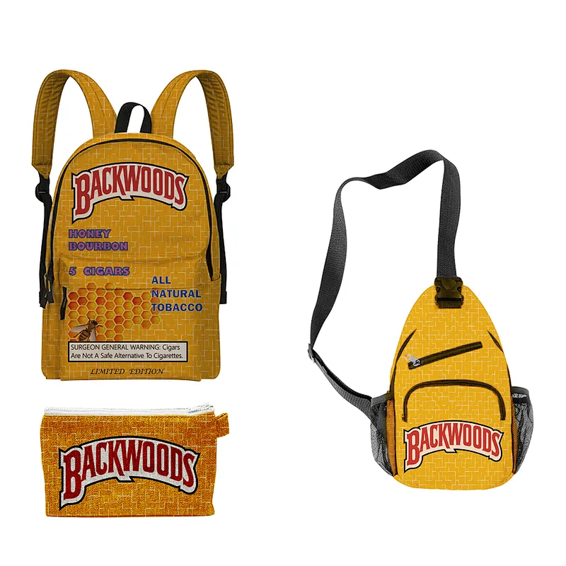 Pack of 3 backpacks, Backwood printed laptop bag, travel shoulder bag, school bag