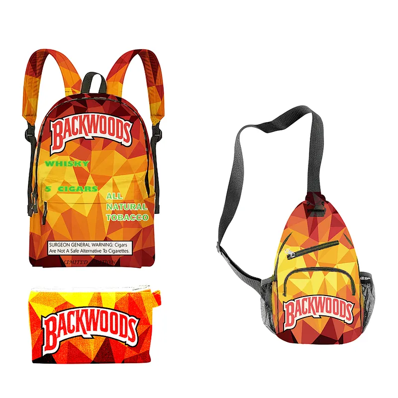 Pack of 3 backpacks, Backwood printed laptop bag, travel shoulder bag, school bag