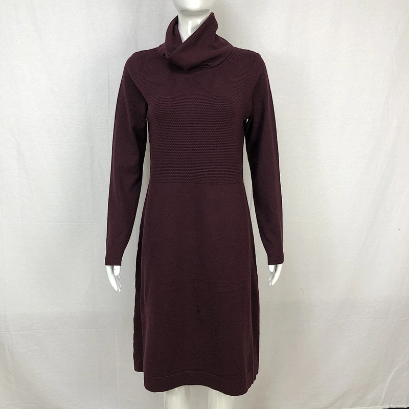 Spring leisure dresses women turtleneck sweater dress with 68%VISCOSE32%NYLON