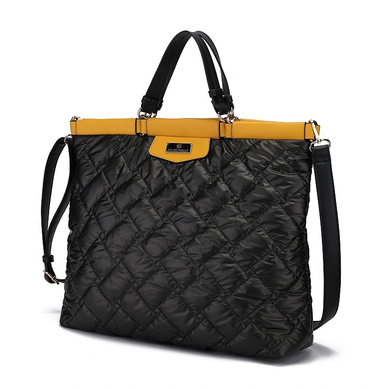 Women's PU Leather Tote Shoulder Bag Quilted Handbags Big Capacity Top Handle Bag