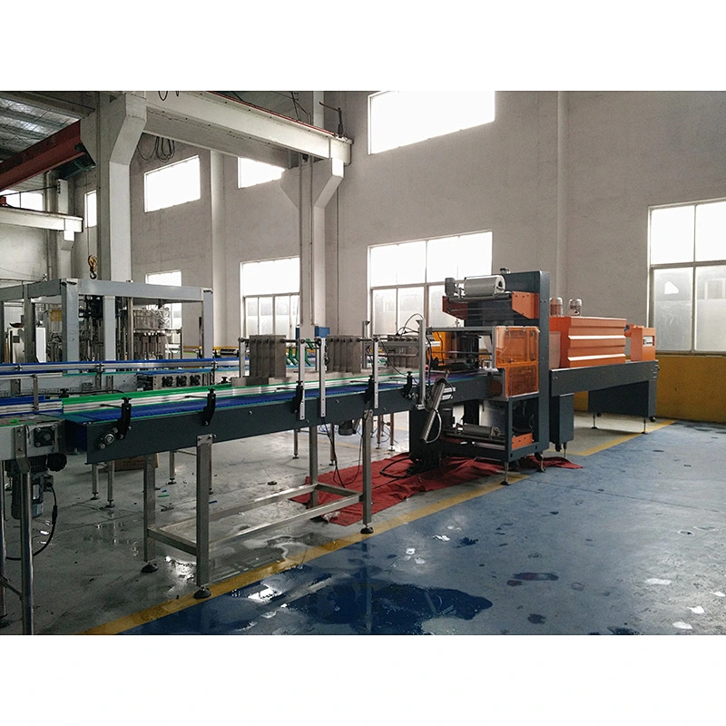 Straight line shrink packaging machine