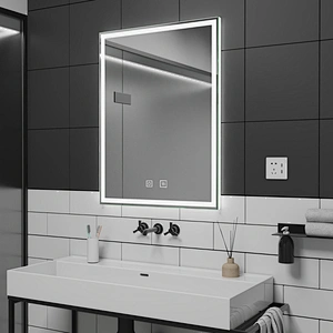 High Brightness Frameless Rectangle LED Mirror With Edge Light Diffuser Elegant Illuminated Mirror HC2016