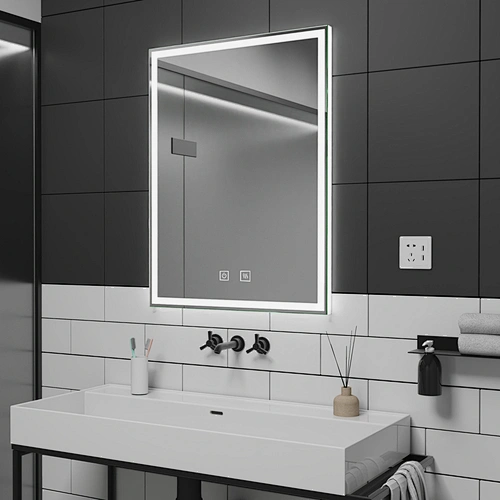 High Brightness Frameless Rectangle LED Mirror With Edge Light Diffuser Elegant Illuminated Mirror HC2016