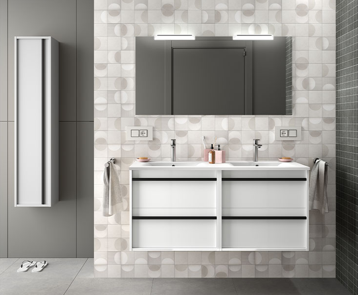 London 01 1200*460mm double basin white bathroom cabinet