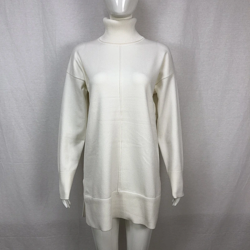Turtleneck 68%viscose32%nylon winter long sweater custom women knitwear