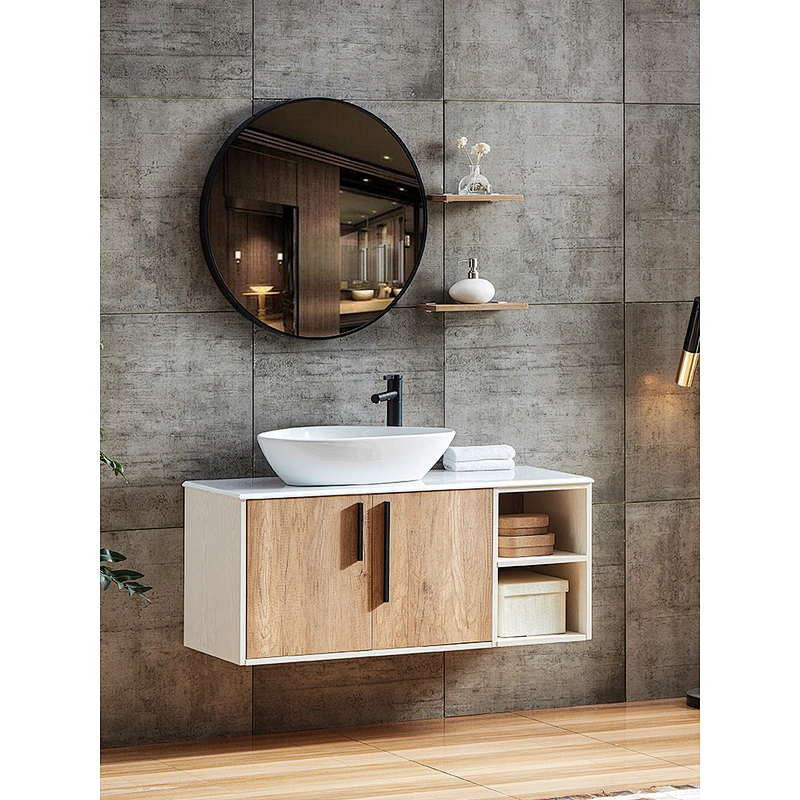 SM1905-60 600*460mm white and wooden bathroom cabinet