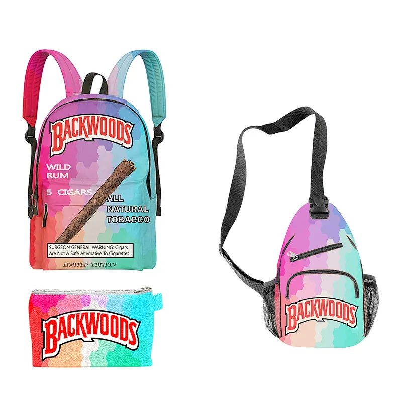 Pack of 3 backpacks, Backwood printed laptop bag, travel shoulder bag, school bag