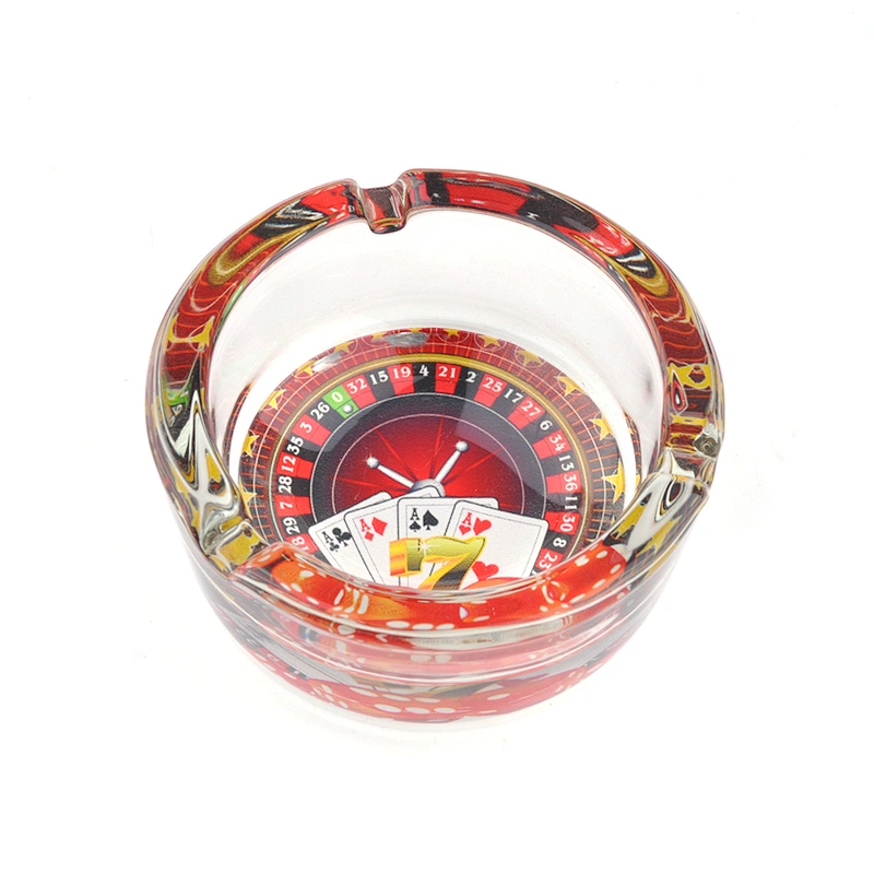 Custom Wholesale Unbreakable Decorative Ash tray Clear Crystal Glass Round Cigar Ashtray For Smoking