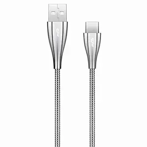 USB2.0 A to type-c spring cable silver color