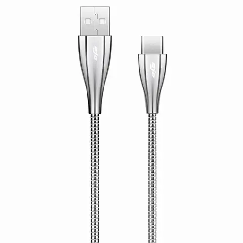 USB2.0 A to type-c spring cable silver color
