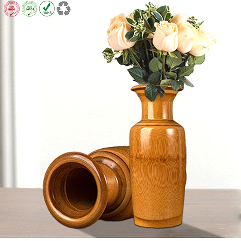 Hand carved bamboo vase