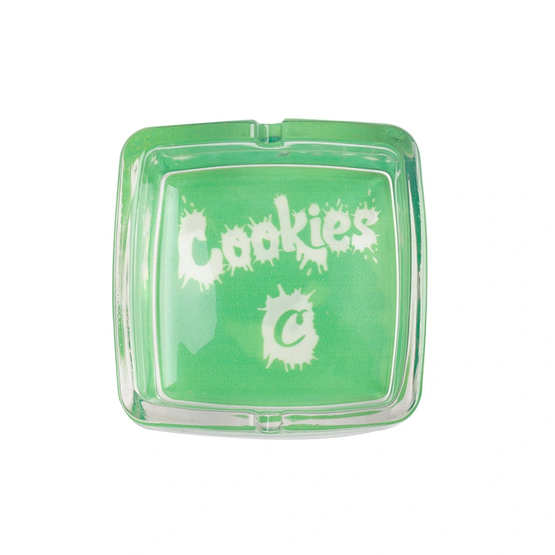 Hot sale glass square biscuit 95mm ashtray custom logo ashtray