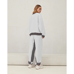 Women's terry fabric sports screw collar shirt with pants set