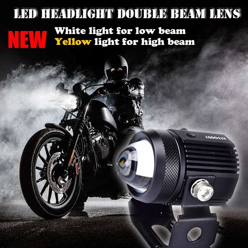 High Brightness DC12-24V motor 15w led headlight dual color for motorcycle