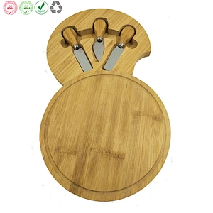 Round Bamboo Cheese Chopping Board Set