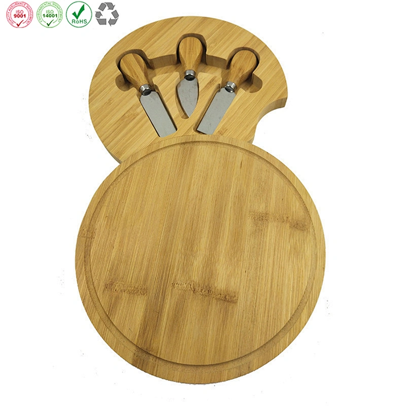 Round Bamboo Cheese Chopping Board Set