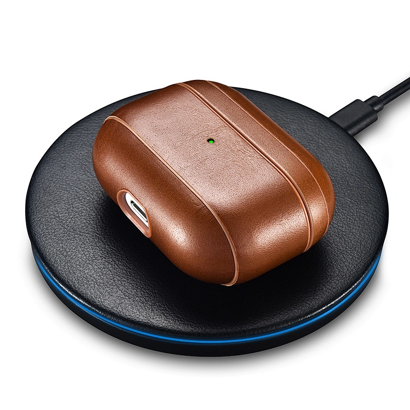 Full Protective Wireless Charging Cover Earphone Accessories Real Leather Case for Airpods 3 Pro