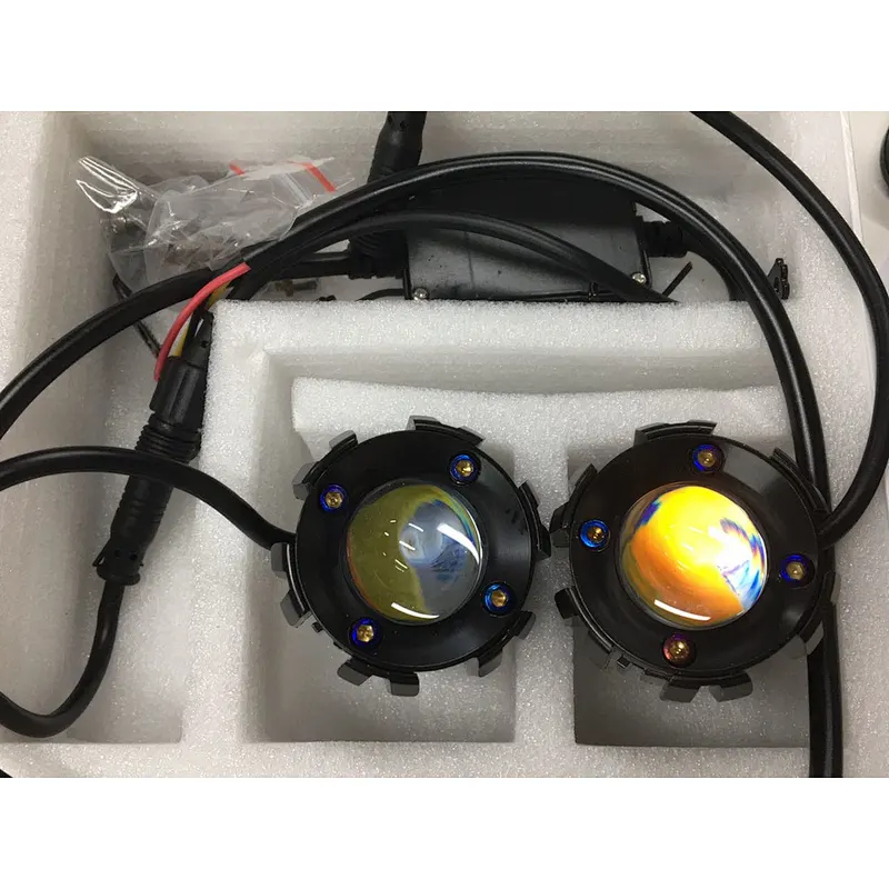 Motorcycle LED Fog Light 3000K Amber Yellow 6500K White Driving Lights 20W 3000lm IP65 High Low Beam Avoiding Blinding Driver Spot Light DRL for Jeep Car SUV