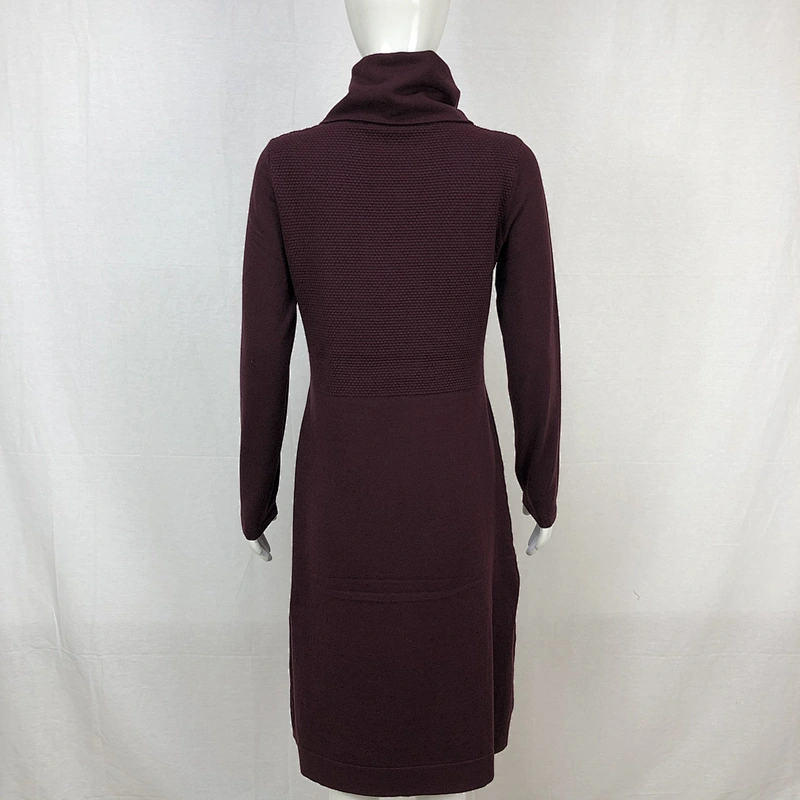 Spring leisure dresses women turtleneck sweater dress with 68%VISCOSE32%NYLON