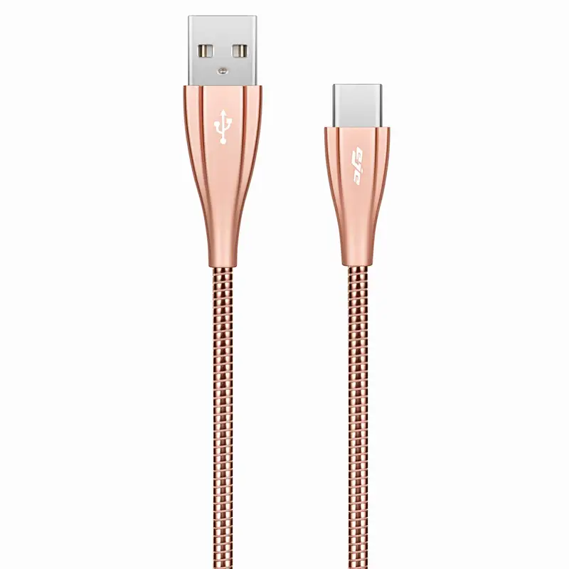 USB2.0 A to type-c spring cable rose pink