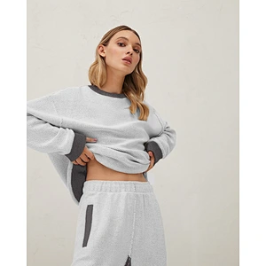 Women's terry fabric sports screw collar shirt with pants set