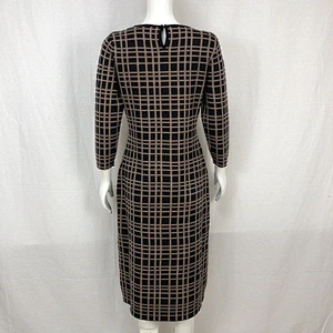 Viscose polyester spring elegant knitting dress long plaid sweater dress