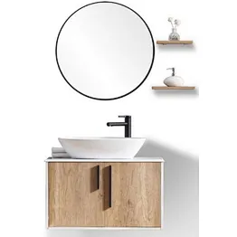 SM1905-60 600*460mm white and wooden bathroom cabinet