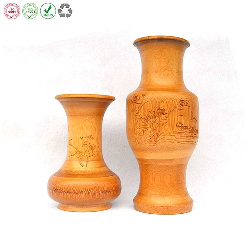 Hand carved bamboo vase