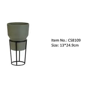 Plant Pot With Metal Base S/3-S