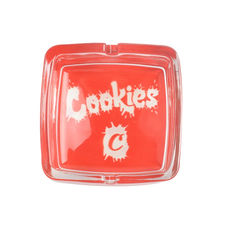 Hot sale glass square biscuit 95mm ashtray custom logo ashtray
